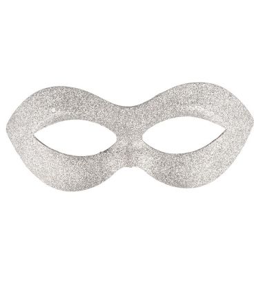 Maschera in plastica glitter argento