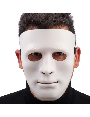 Maschera viso bianca in plastica rigida con fori occhi per travestimenti horror Halloween