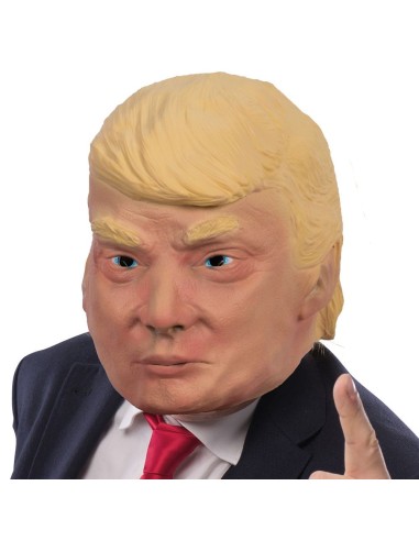 Maschera Donald Trump in lattice con capelli biondi e cravatta rossa per travestimenti