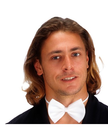 Papillon bianco in rasetto elegante per cerimonie e costumi formali