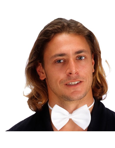 Papillon bianco in rasetto elegante per cerimonie e costumi formali