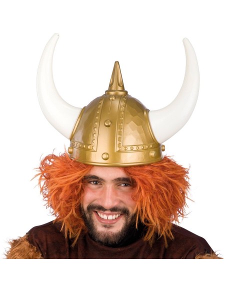 Parrucca riccia ramata rossa per costume vichingo barbaro medievale con capelli voluminosi