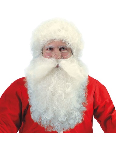 Parrucca e barba bianca avorio per costume Babbo Natale lunghezza 40 cm