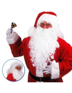 Parrucca e barba bianca gigante per costume Babbo Natale con boccoli realistici