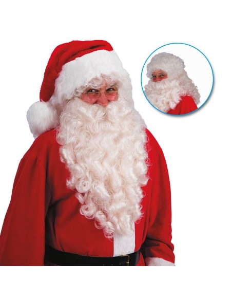 Parrucca e barba Babbo Natale gigante avorio lusso con lunghezza 50cm per costume natalizio