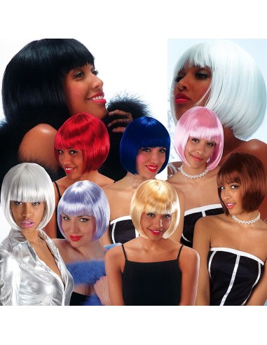 Parrucche caschetto donna colori assortiti rosso bianco nero blu rosa per feste e travestimenti