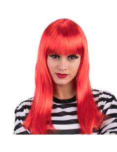 Parrucca rossa lunga liscia con frangia donna per costumi e travestimenti Halloween