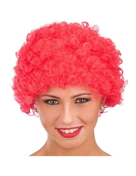 Parrucca afro ricciolina rossa voluminosa per travestimenti e feste a tema
