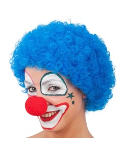 Parrucca ricciolina blu voluminosa per costume da clown e travestimenti