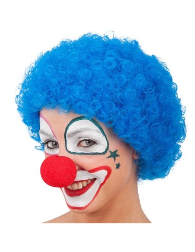 Parrucca ricciolina blu voluminosa per costume da clown e travestimenti
