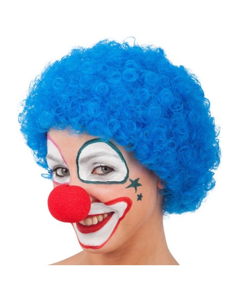 Parrucca ricciolina blu voluminosa per costume da clown e travestimenti