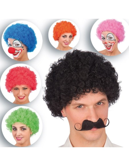 Parrucche afro ricci colorate blu rosa verde rossa nera per costumi e feste a tema