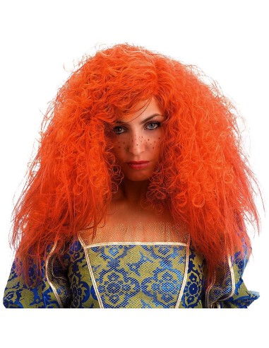 Parrucca riccia arancione voluminosa stile principessa con ricci selvaggi per costume