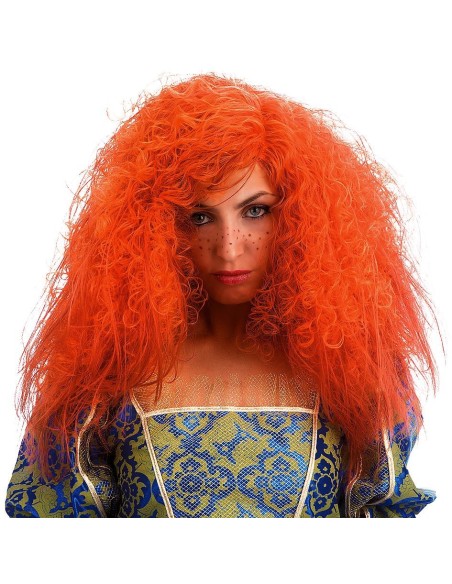 Parrucca riccia arancione voluminosa stile principessa con ricci selvaggi per costume