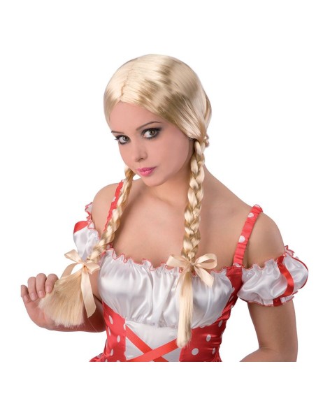 Parrucca bionda con lunghe trecce per costume tradizionale tedesco dirndl