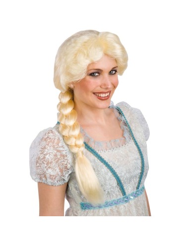Parrucca bionda Elsa Frozen con treccia laterale per costume principessa Disney