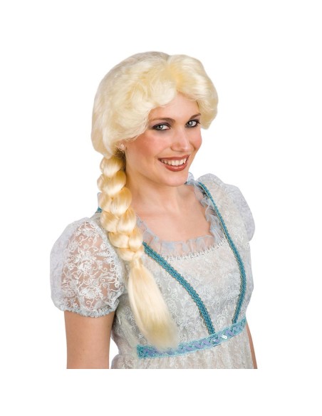 Parrucca bionda Elsa Frozen con treccia laterale per costume principessa Disney