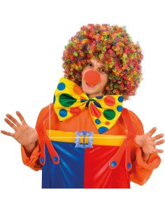 Papillon clown colorato a pois multicolore giallo per costume da pagliaccio carnevale