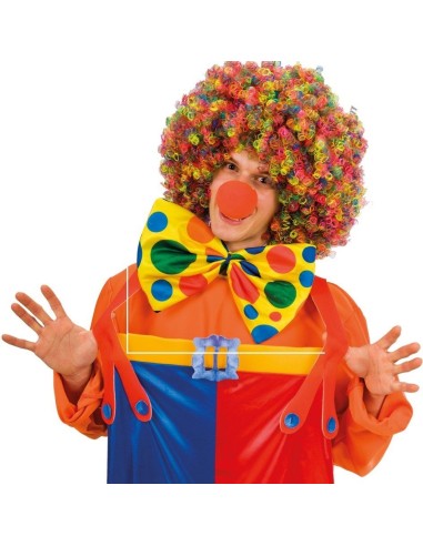 Papillon clown colorato a pois multicolore giallo per costume da pagliaccio carnevale