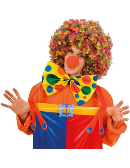 Papillon clown colorato a pois multicolore giallo per costume da pagliaccio carnevale