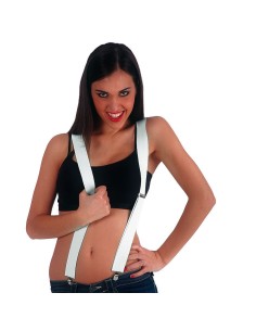 Bretelle bianche regolabili con clip metalliche accessorio costume carnevale festa vintage