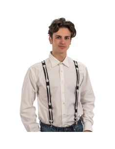 Bretelle nere regolabili con decorazioni ossa bianche per costume Halloween horror