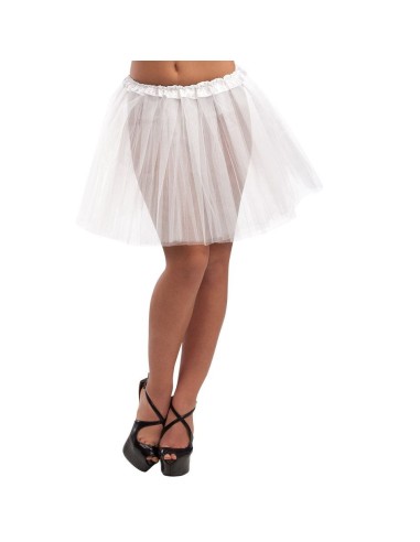 Tutù bianco in tulle vaporoso con fascia elastica per costume da ballerina e feste a tema
