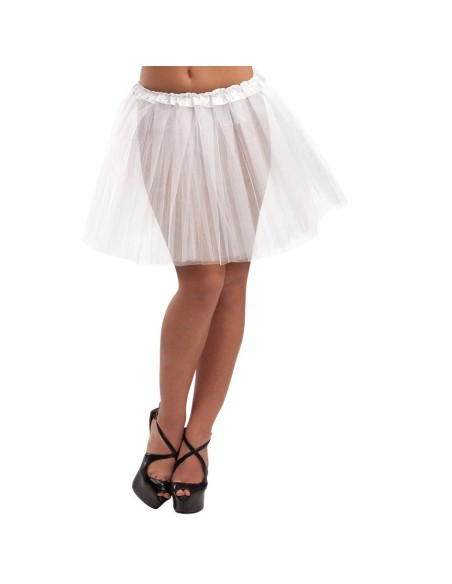 Tutù bianco in tulle vaporoso con fascia elastica per costume da ballerina e feste a tema