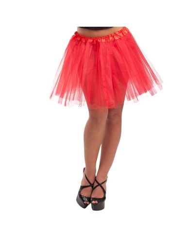 Tutù rosso in tulle vaporoso indossato con scarpe nere con lacci per feste e travestimenti