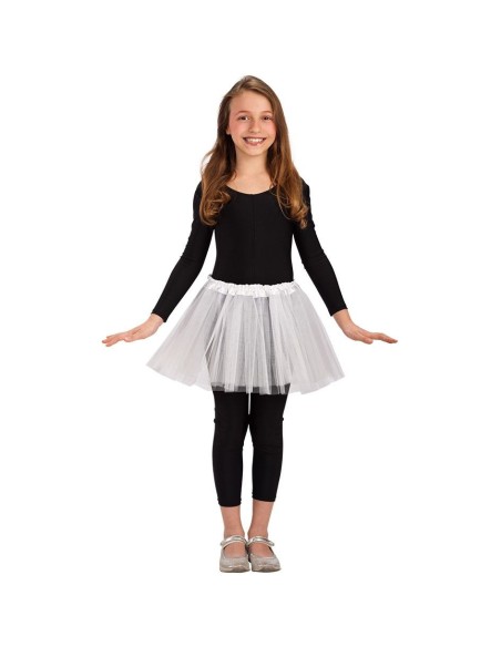 Tutù bianco per bambina in tulle con elastico in vita per danza e feste a tema