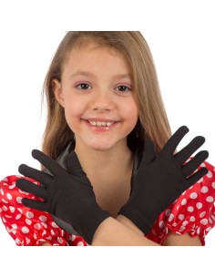 Guanti neri per bambino in tessuto con cavallotto per costumi e travestimenti Halloween