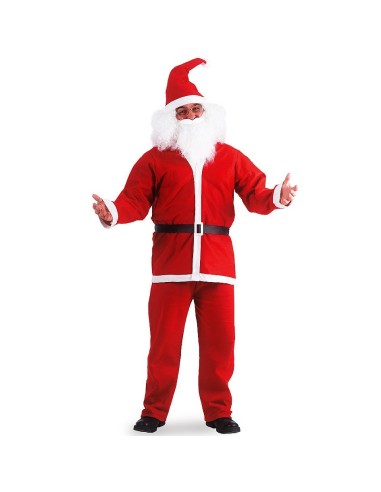Costume Babbo Natale rosso completo con cappello barba bianca giacca pantaloni cintura nera