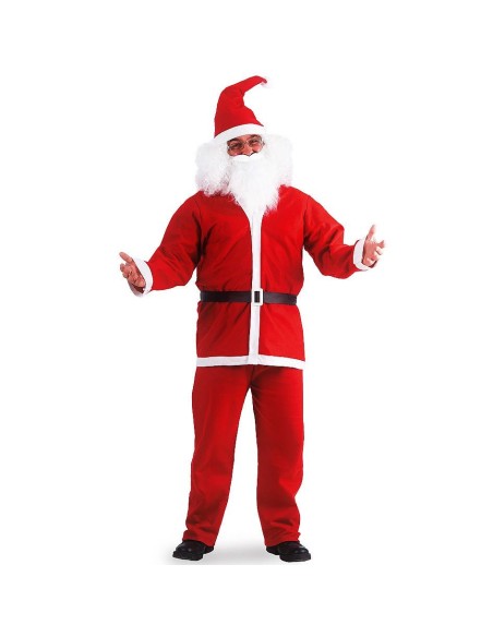 Costume Babbo Natale rosso completo con cappello barba bianca giacca pantaloni cintura nera
