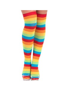 Calze lunghe a righe colorate arcobaleno multicolore per costumi carnevale halloween