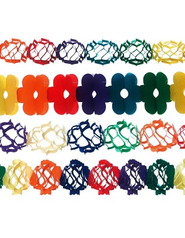 Festone decorativo multicolore lungo 4 metri con forme geometriche per decorazioni festa
