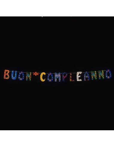 Festone colorato con scritta BUON COMPLEANNO lettere multicolore per decorazioni festa compleanno