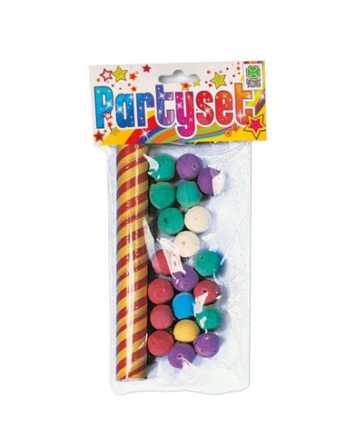 Cerbottana con boccaglio e 20 palline colorate multicolore per giochi e feste