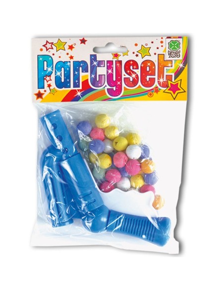 Pistola giocattolo blu con 30 palline colorate per giochi e feste bambini