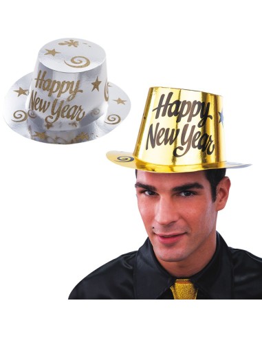 Set cappelli Happy New Year oro e argento con stelle per festa Capodanno