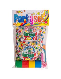 Party set con stella decorativa, busta coriandoli colorati e tromba per feste e celebrazioni