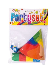 Party set con cappellino colorato arcobaleno, stella dorata e lingua rossa per feste e carnevale