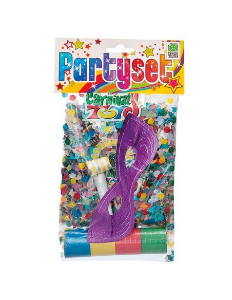 Party set con coriandoli multicolori, stella filante e accessori festa viola per celebrazioni