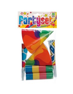 Party set con cappellini colorati, trombe e stelle decorative per feste multicolore