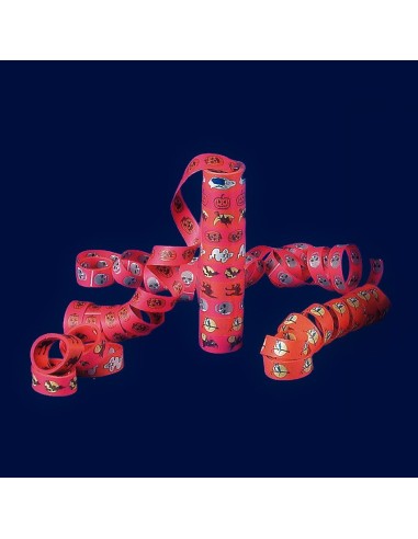 Set stelle filanti Halloween rosse stampate 10 rotolini decorazioni festa horror carnevale