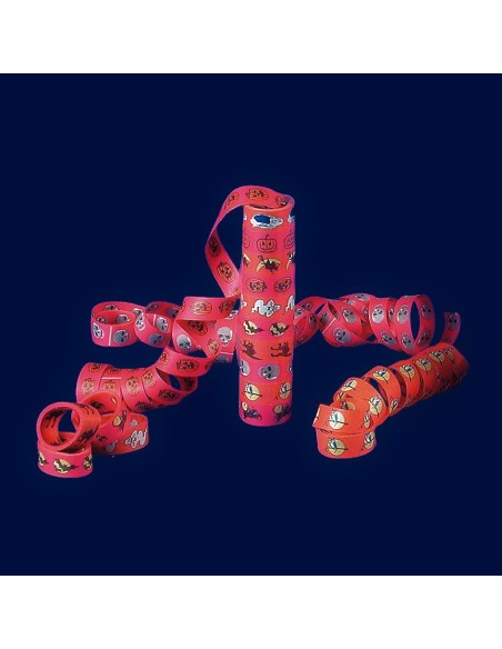 Set stelle filanti Halloween rosse stampate 10 rotolini decorazioni festa horror carnevale