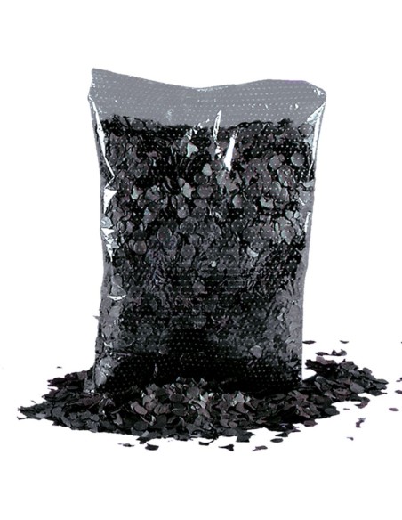 Coriandoli neri in sacchetto trasparente da 200 grammi per feste di Carnevale e Halloween