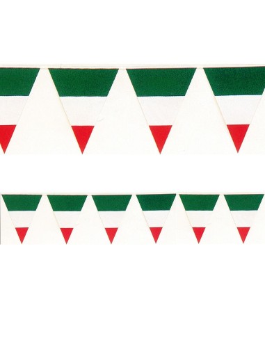 Festone Italia tricolore 3,65m con bandiere verde bianco rosso in plastica per decorazioni patriottiche
