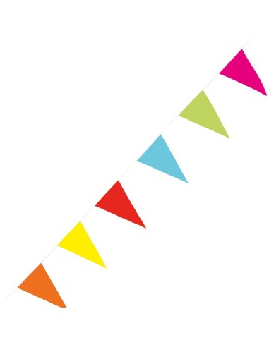 Festone decorativo con bandierine triangolari multicolori in plastica per feste Hawaii lungo 10 metri