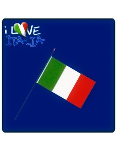 Bandierina italiana tricolore verde bianco rosso su asta dimensioni 10x15 centimetri