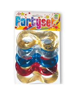 Set 5 maschere farfalla metallizzate oro argento blu rosso verde per feste mascherate